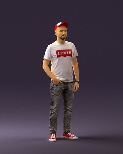 Man in red converse and hat 0406 3D Print Ready 3D print model