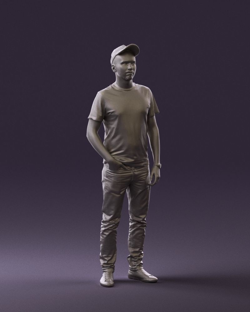 Man in red converse and hat 0406 3D Print Ready 3D print model_1