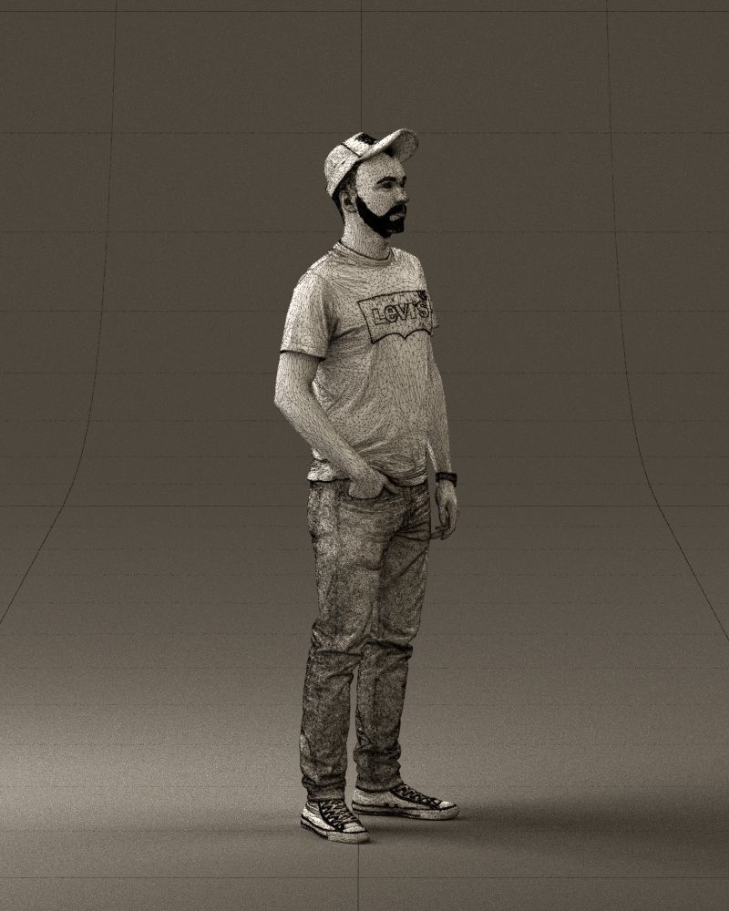 Man in red converse and hat 0406 3D Print Ready 3D print model_8