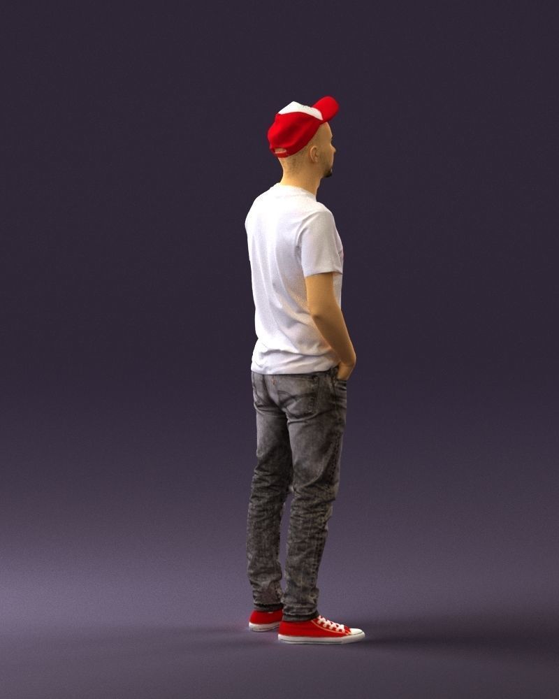 Man in red converse and hat 0406 3D Print Ready 3D print model_12