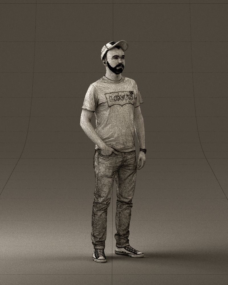 Man in red converse and hat 0406 3D Print Ready 3D print model_5