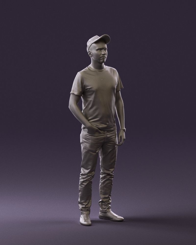 Man in red converse and hat 0406 3D Print Ready 3D print model_4