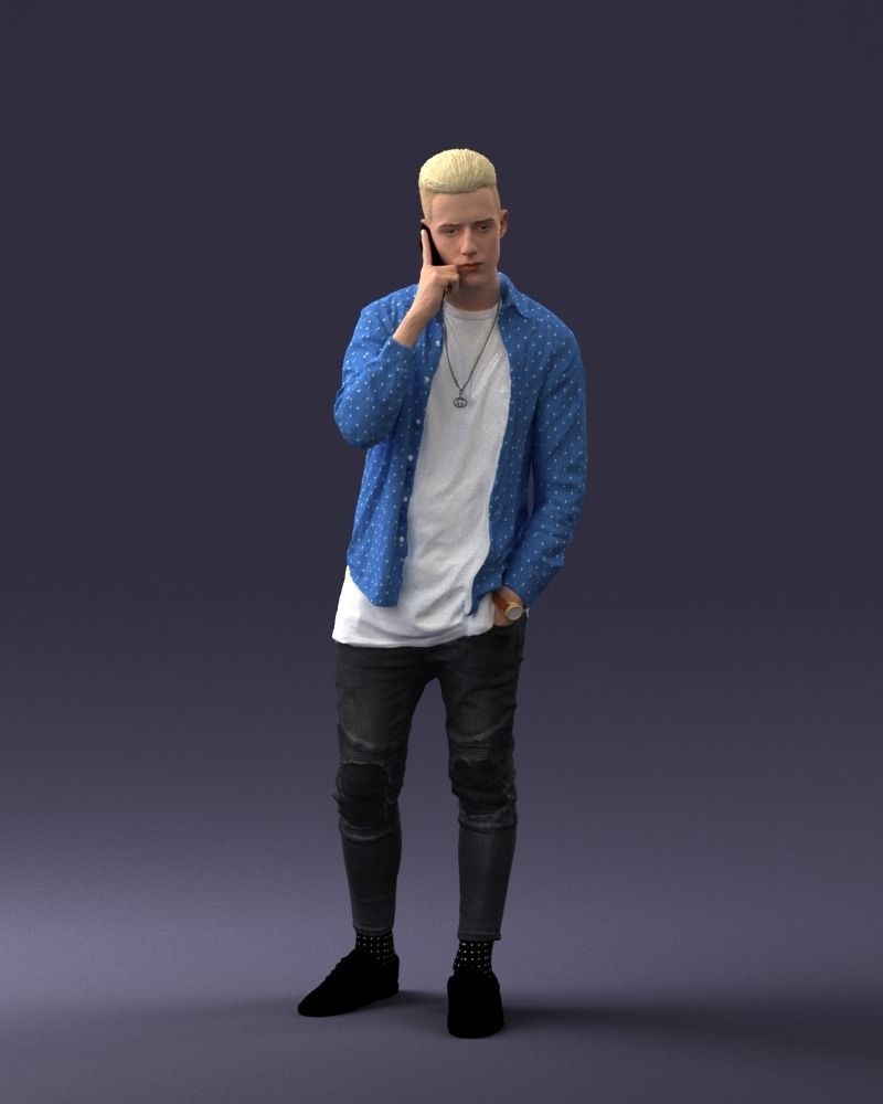 000116 Trendy Young Man with Mobile 0118 3D model_3