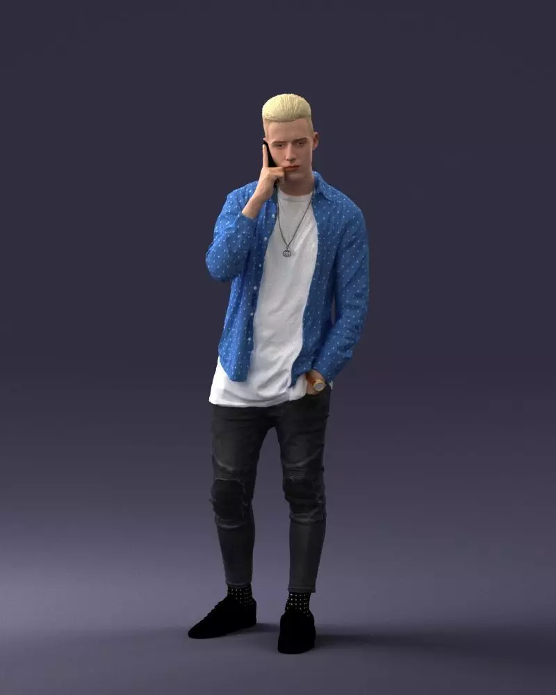 000116 Trendy Young Man with Mobile 0118 3D model_0