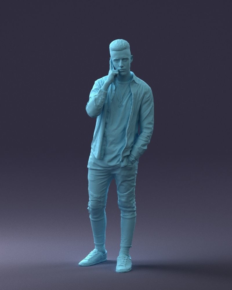 000116 Trendy Young Man with Mobile 0118 3D model_1