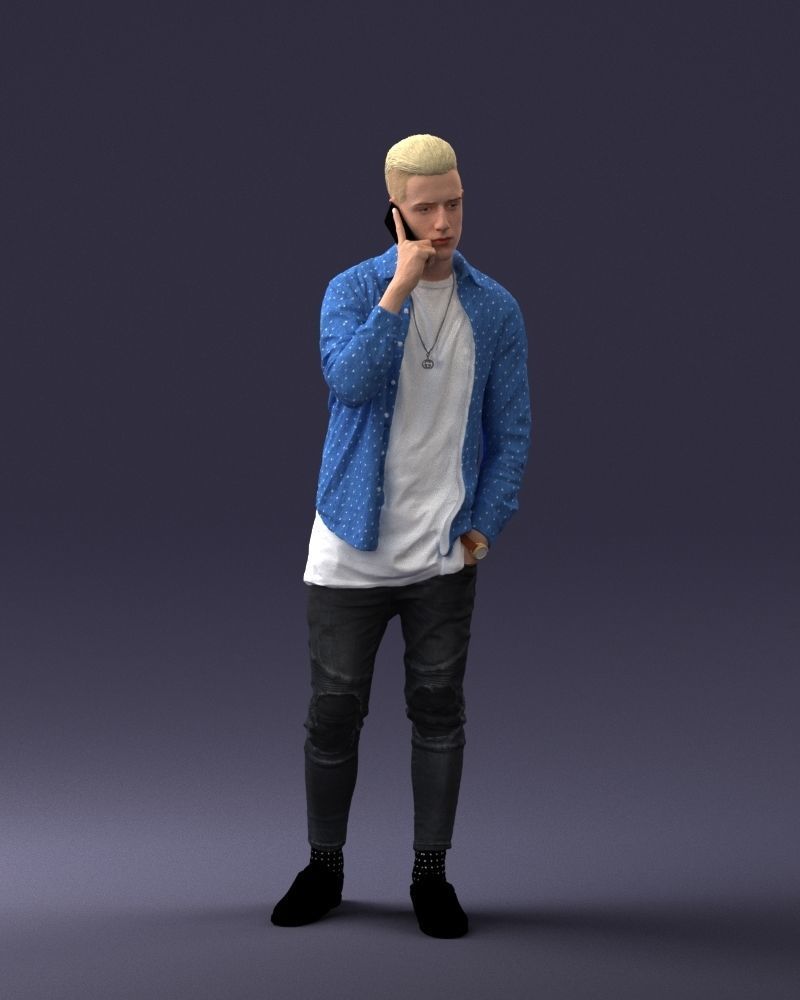 000116 Trendy Young Man with Mobile 0118 3D model_6