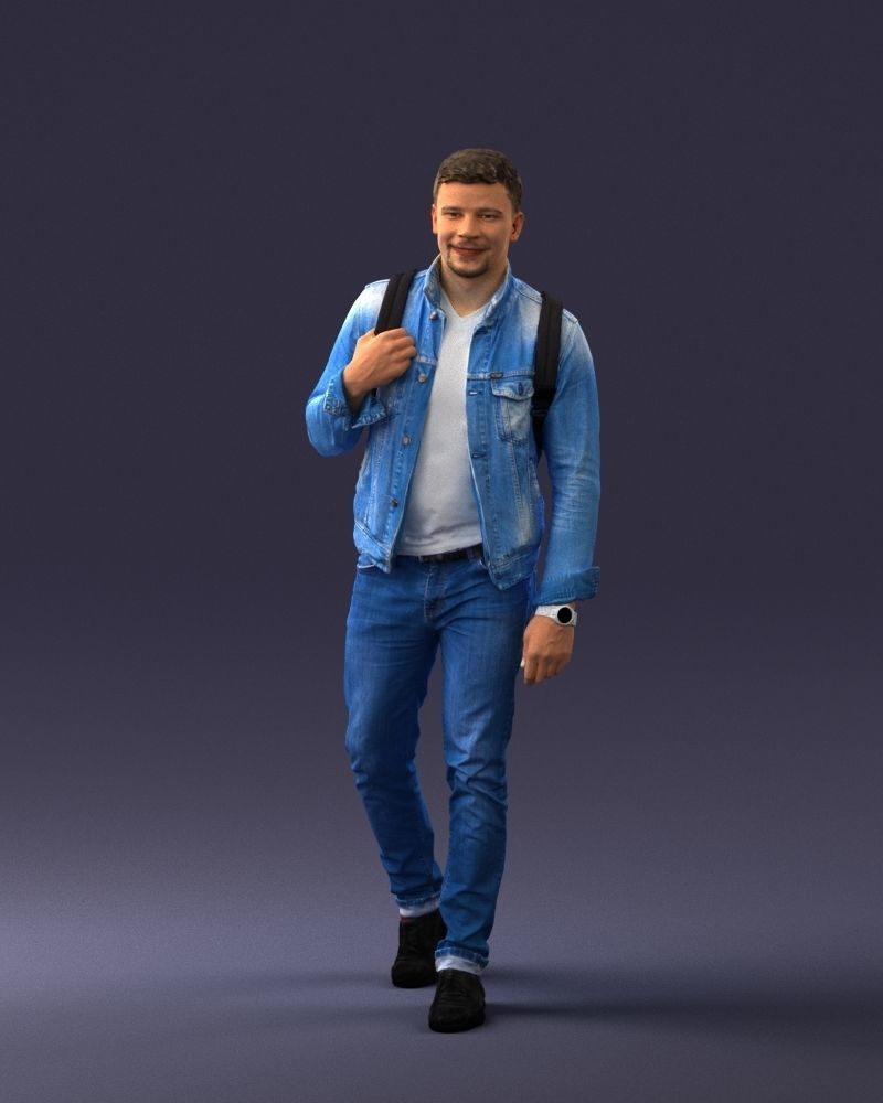 000149 Casual Man in Denim Outfit with Backpack 0711 3D model_42