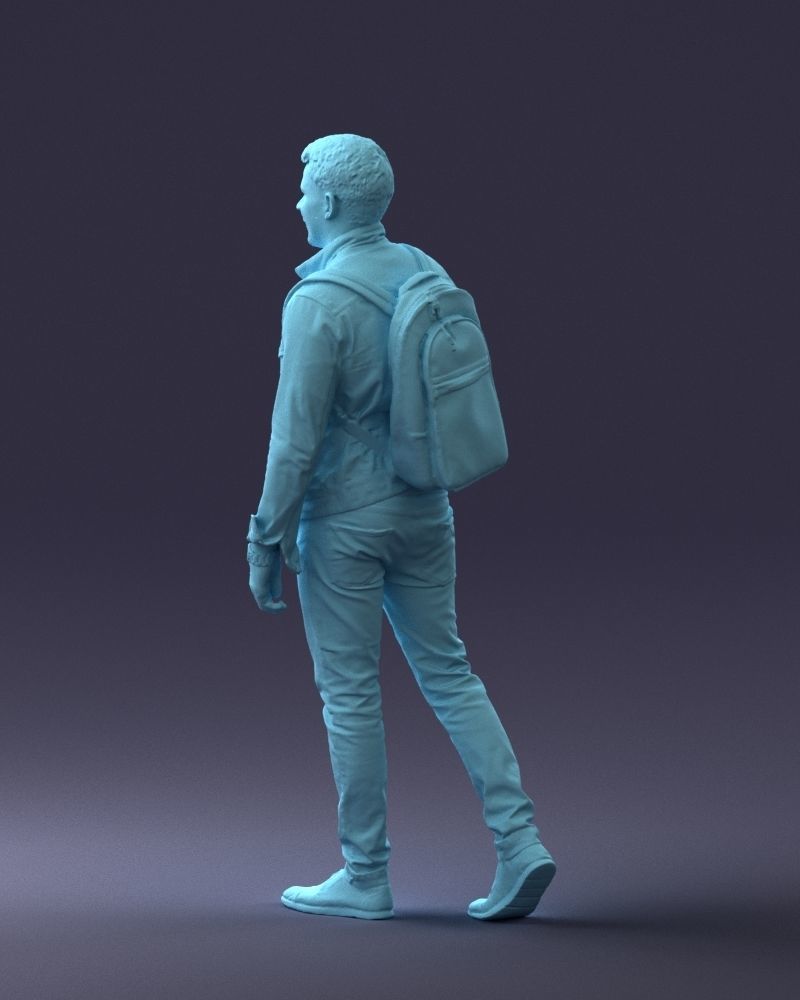 000149 Casual Man in Denim Outfit with Backpack 0711 3D model_28