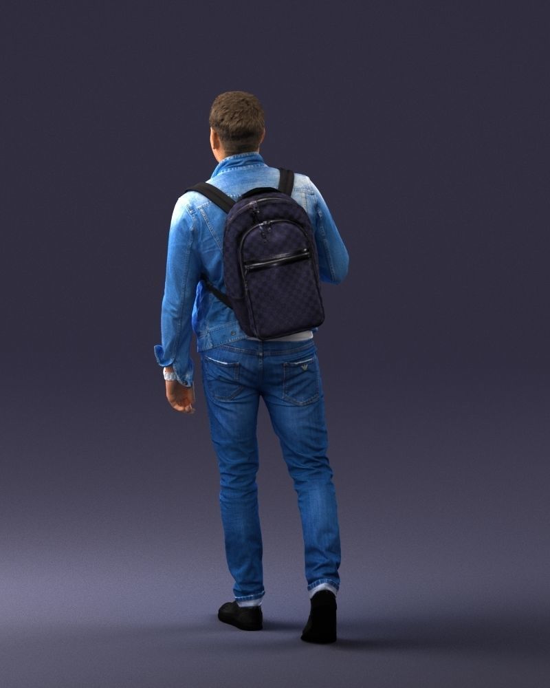 000149 Casual Man in Denim Outfit with Backpack 0711 3D model_24