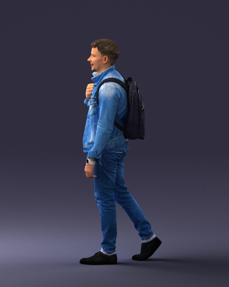 000149 Casual Man in Denim Outfit with Backpack 0711 3D model_30