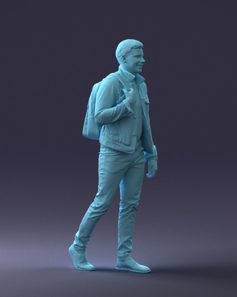 000149 Casual Man in Denim Outfit with Backpack 0711 3D model_13