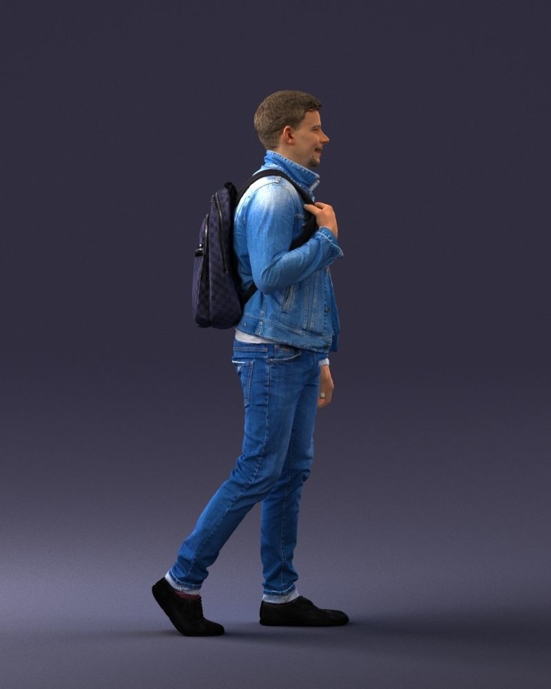 000149 Casual Man in Denim Outfit with Backpack 0711 3D model_15