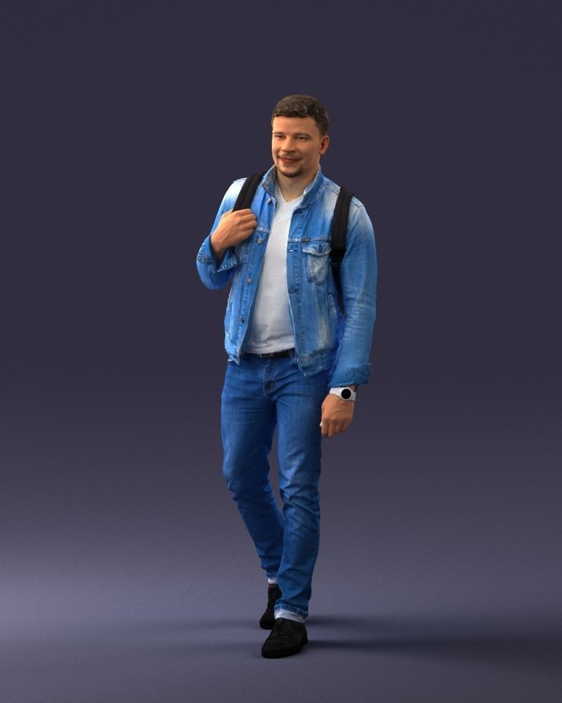 000149 Casual Man in Denim Outfit with Backpack 0711 3D model_39