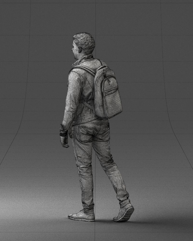 000149 Casual Man in Denim Outfit with Backpack 0711 3D model_29
