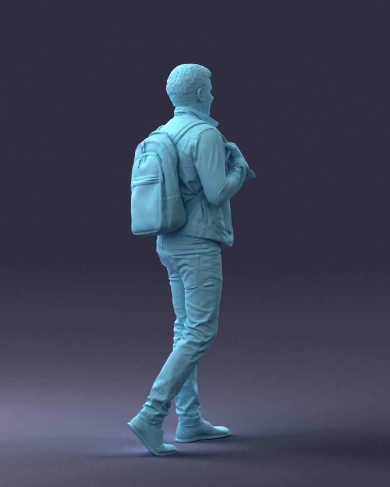 000149 Casual Man in Denim Outfit with Backpack 0711 3D model_19