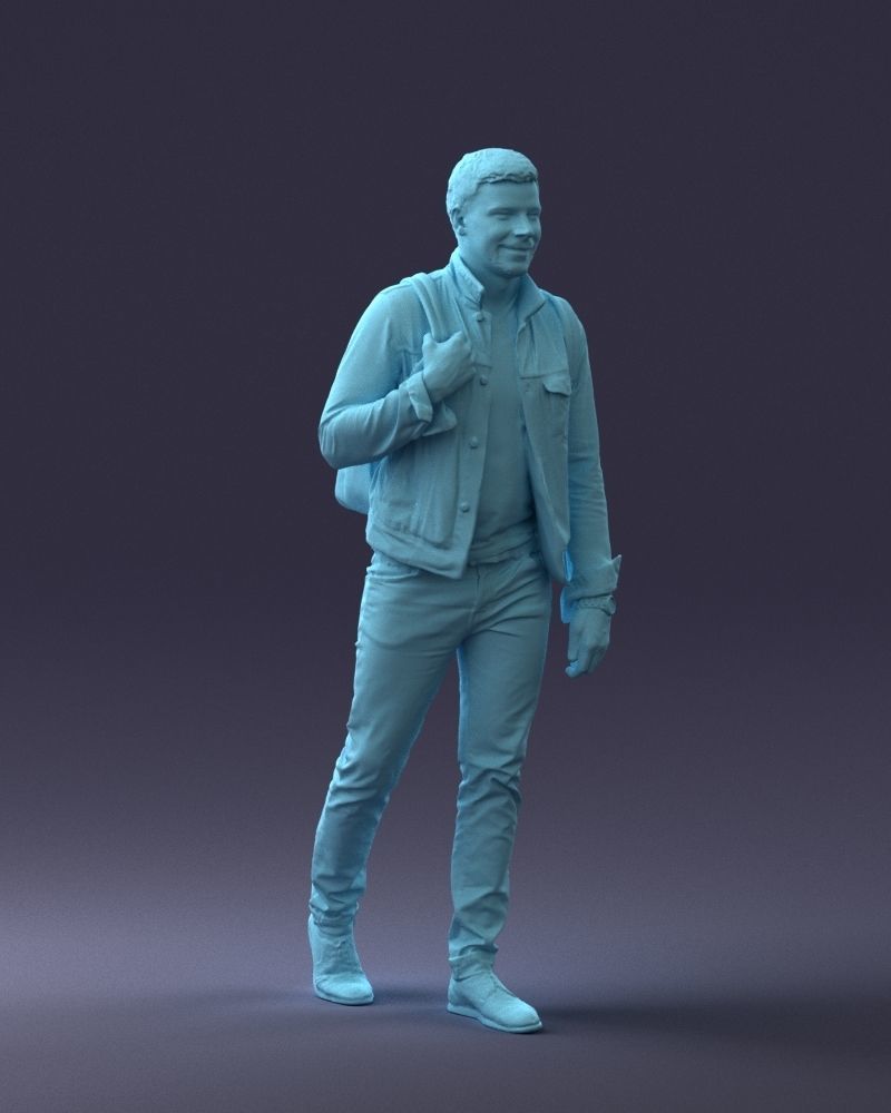 000149 Casual Man in Denim Outfit with Backpack 0711 3D model_10