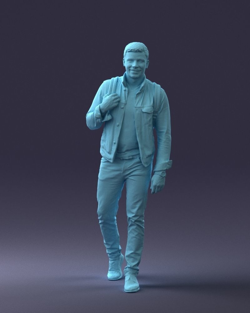 000149 Casual Man in Denim Outfit with Backpack 0711 3D model_4