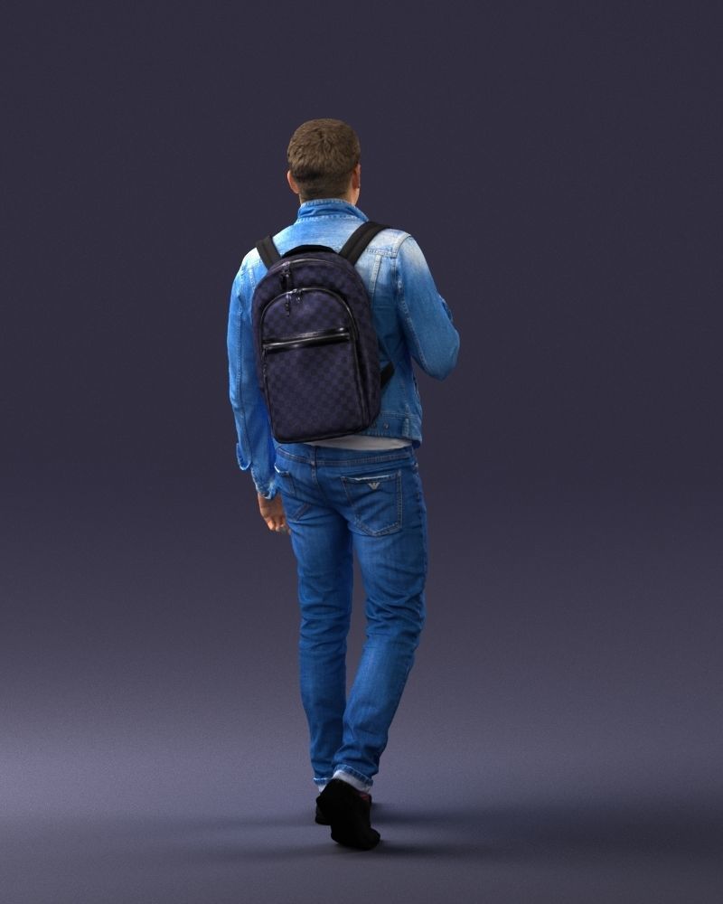 000149 Casual Man in Denim Outfit with Backpack 0711 3D model_21