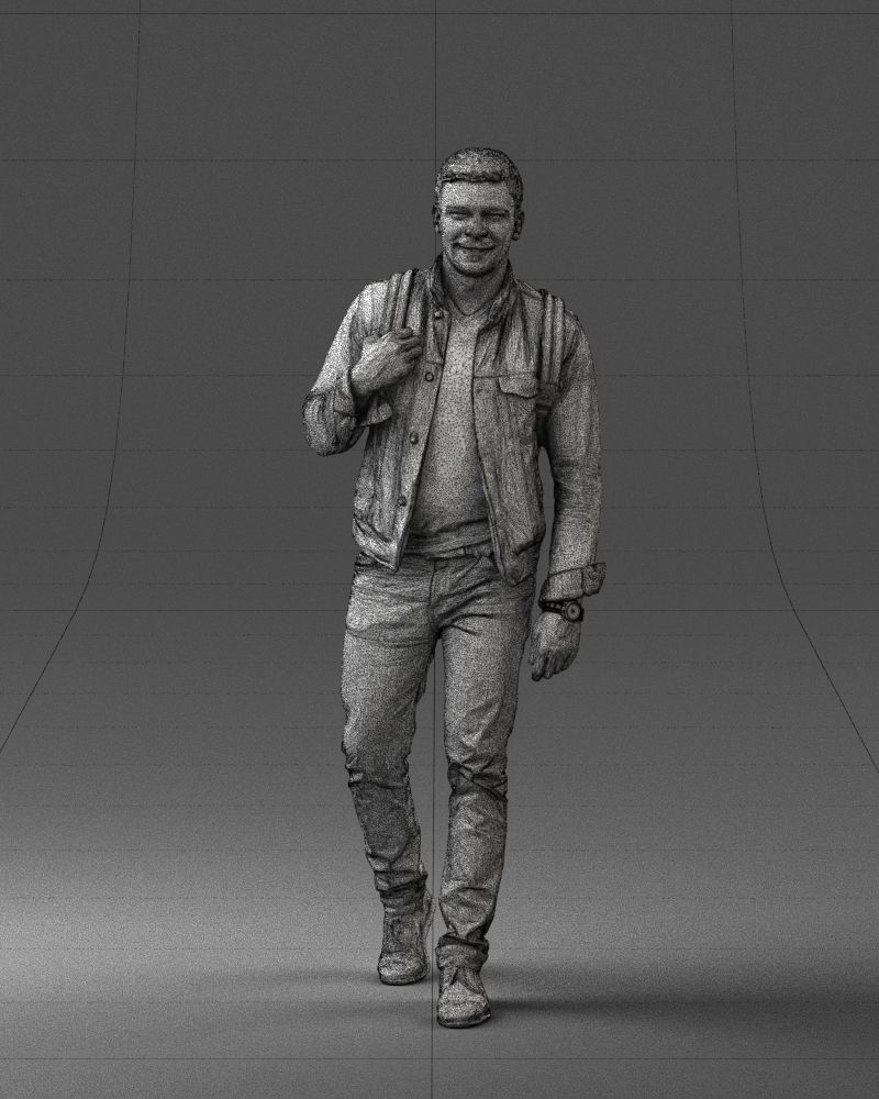 000149 Casual Man in Denim Outfit with Backpack 0711 3D model_5