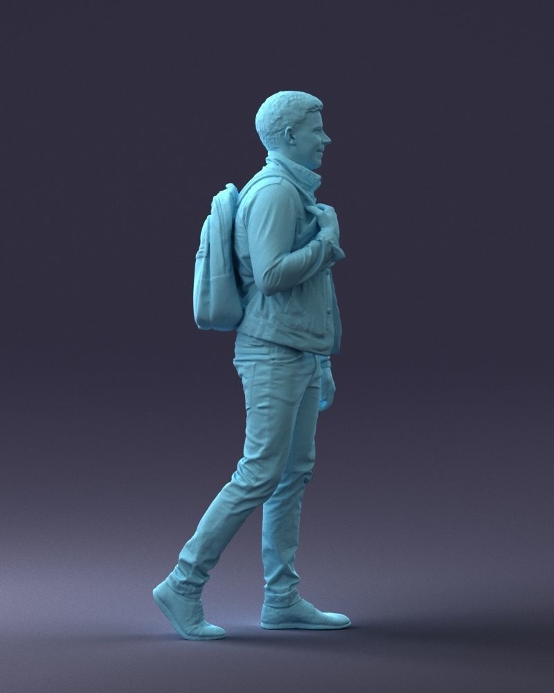 000149 Casual Man in Denim Outfit with Backpack 0711 3D model_16