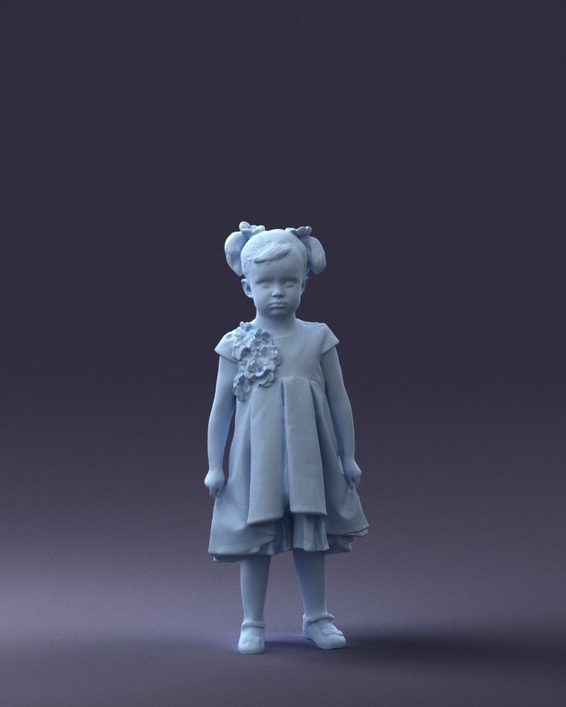 000056 Little girl in sundress 0328 3dp 3D print model_4