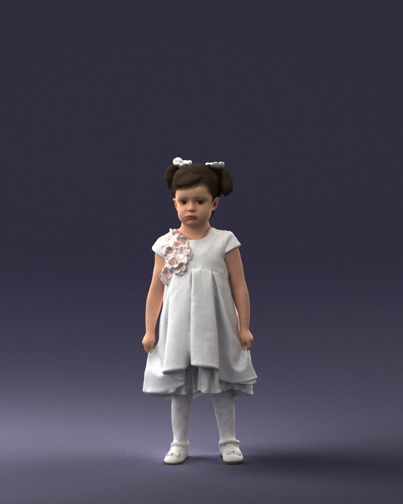 000056 Little girl in sundress 0328 3dp 3D print model_33