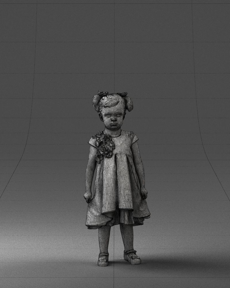 000056 Little girl in sundress 0328 3dp 3D print model_5