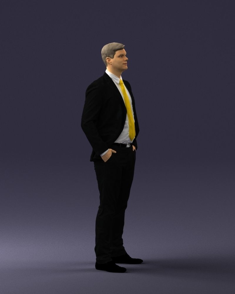 Man in suit and yellow tie 0489 3D print ready 3D print model_30