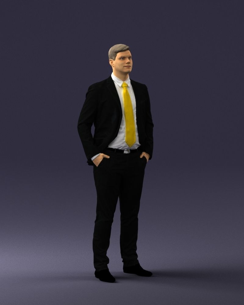 Man in suit and yellow tie 0489 3D print ready 3D print model_33