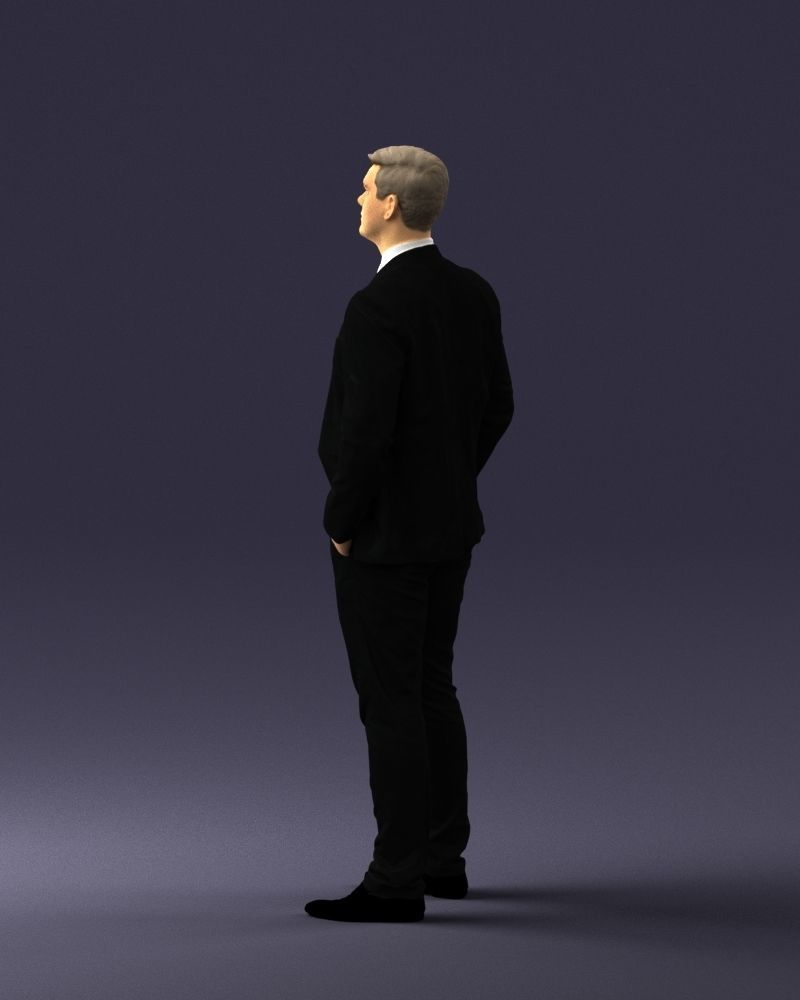 Man in suit and yellow tie 0489 3D print ready 3D print model_12