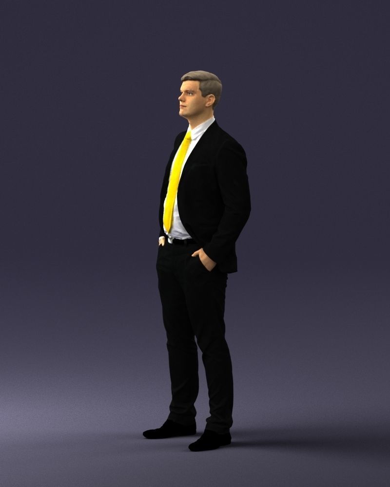 Man in suit and yellow tie 0489 3D print ready 3D print model_6