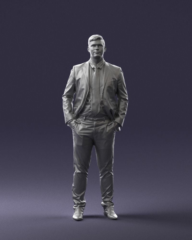 Man in suit and yellow tie 0489 3D print ready 3D print model_37