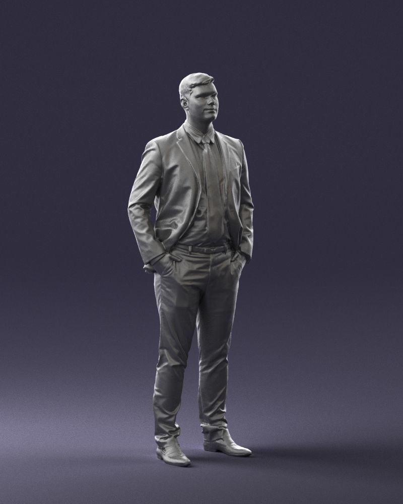 Man in suit and yellow tie 0489 3D print ready 3D print model_34