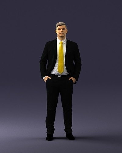 Man in suit and yellow tie 0489 3D print ready 3D print model