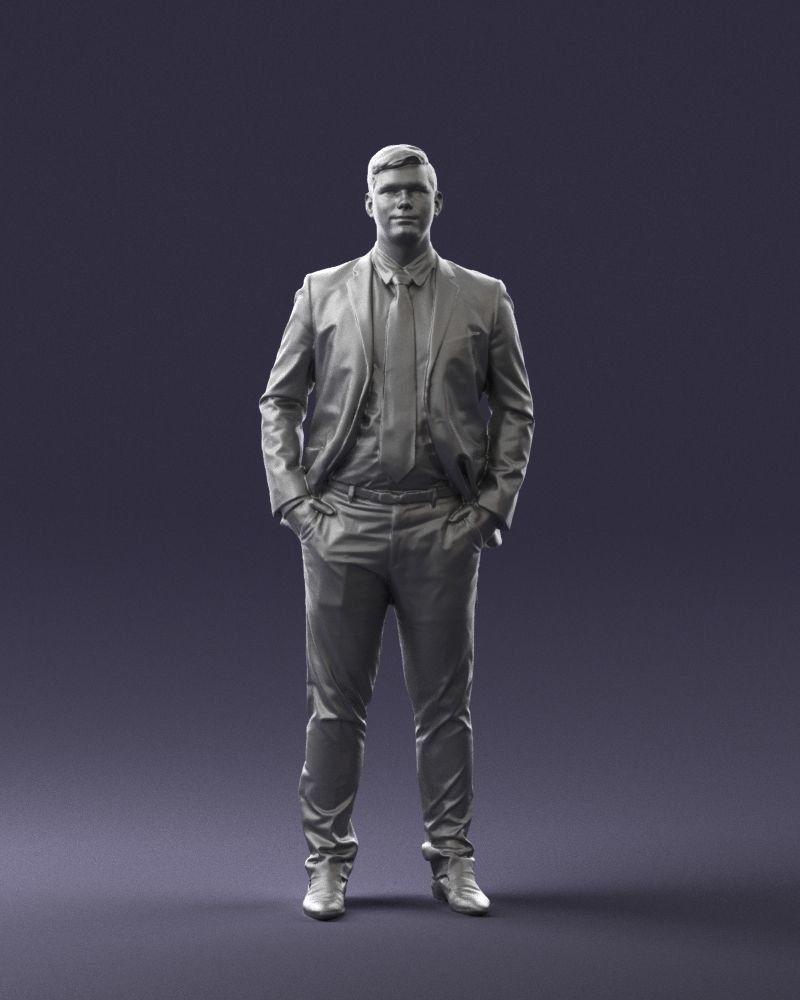 Man in suit and yellow tie 0489 3D print ready 3D print model_1