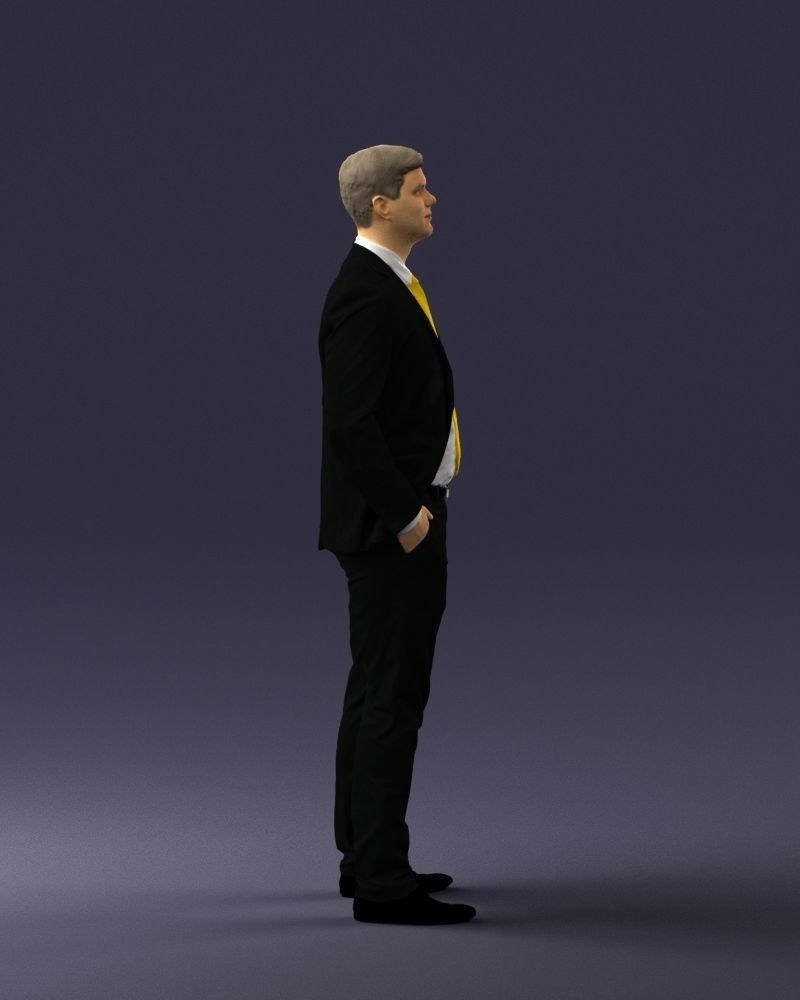 Man in suit and yellow tie 0489 3D print ready 3D print model_27