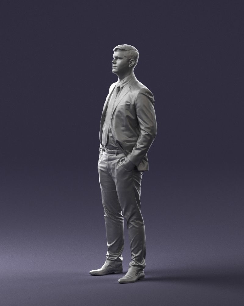Man in suit and yellow tie 0489 3D print ready 3D print model_7