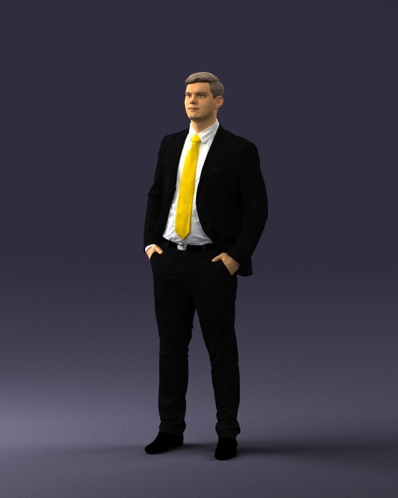 Man in suit and yellow tie 0489 3D print ready 3D print model_3