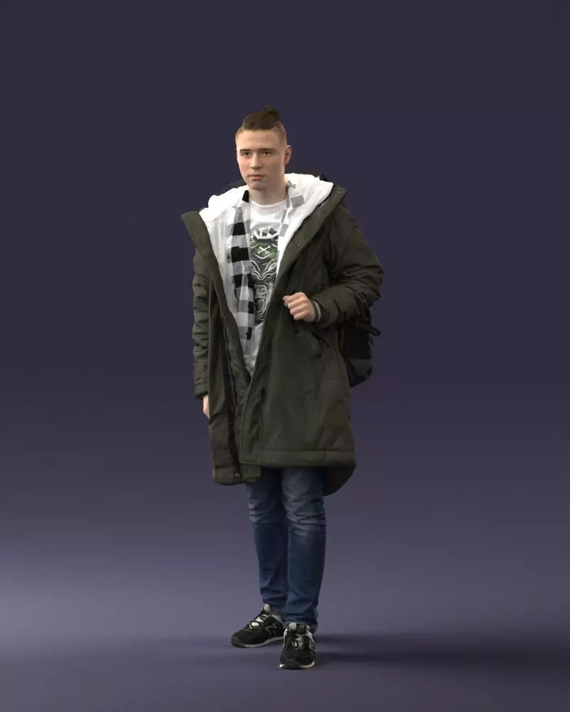 000202 Young Man in Winter Parka 1102 3D model_0