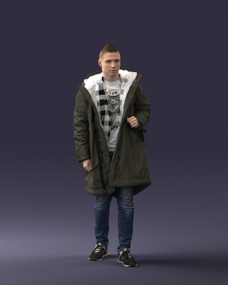000202 Young Man in Winter Parka 1102 3D model_3