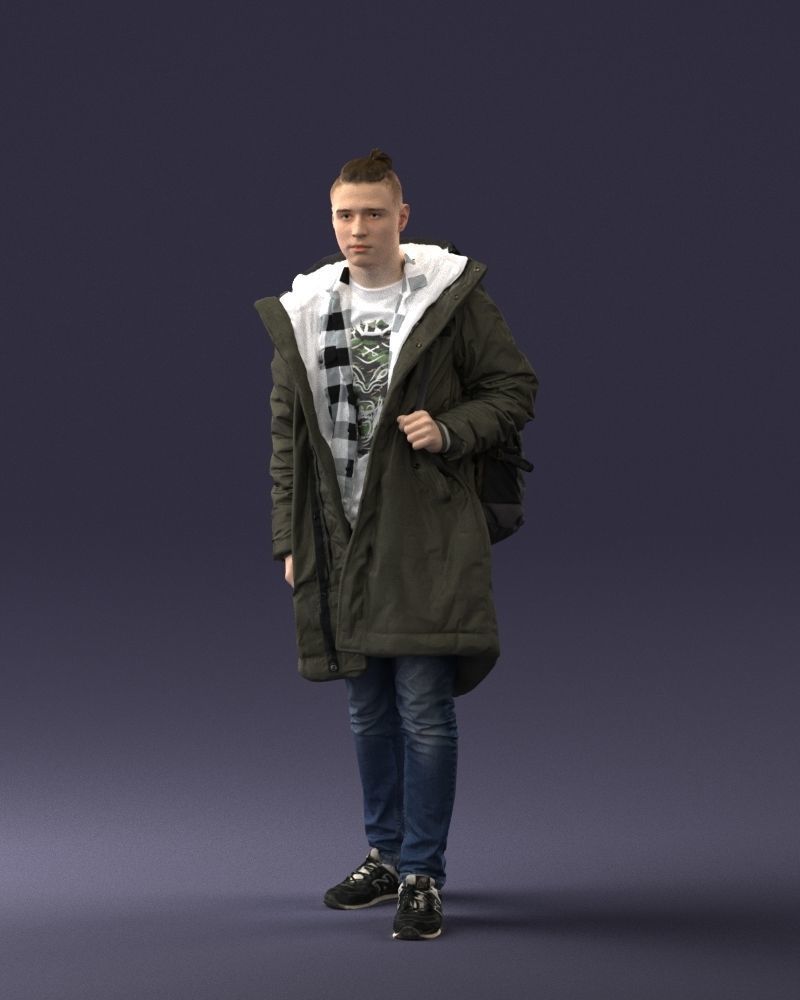 000202 Young Man in Winter Parka 1102 3D model_18