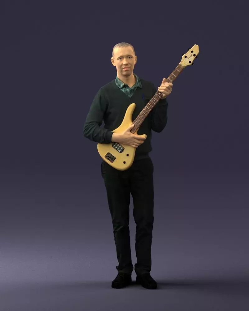 Male guitarist in shiny pants 0382 3D Print Ready 3D print model