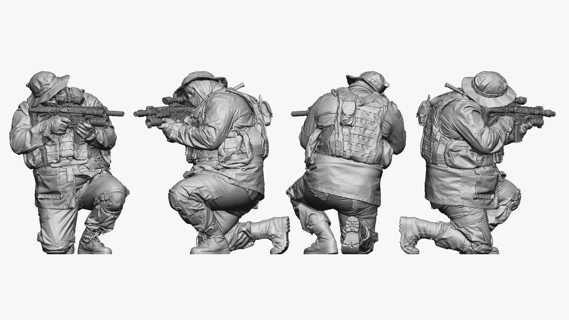 modern soldier aiming on knee honeybadger 001151 3D Print Ready 3D print model_3