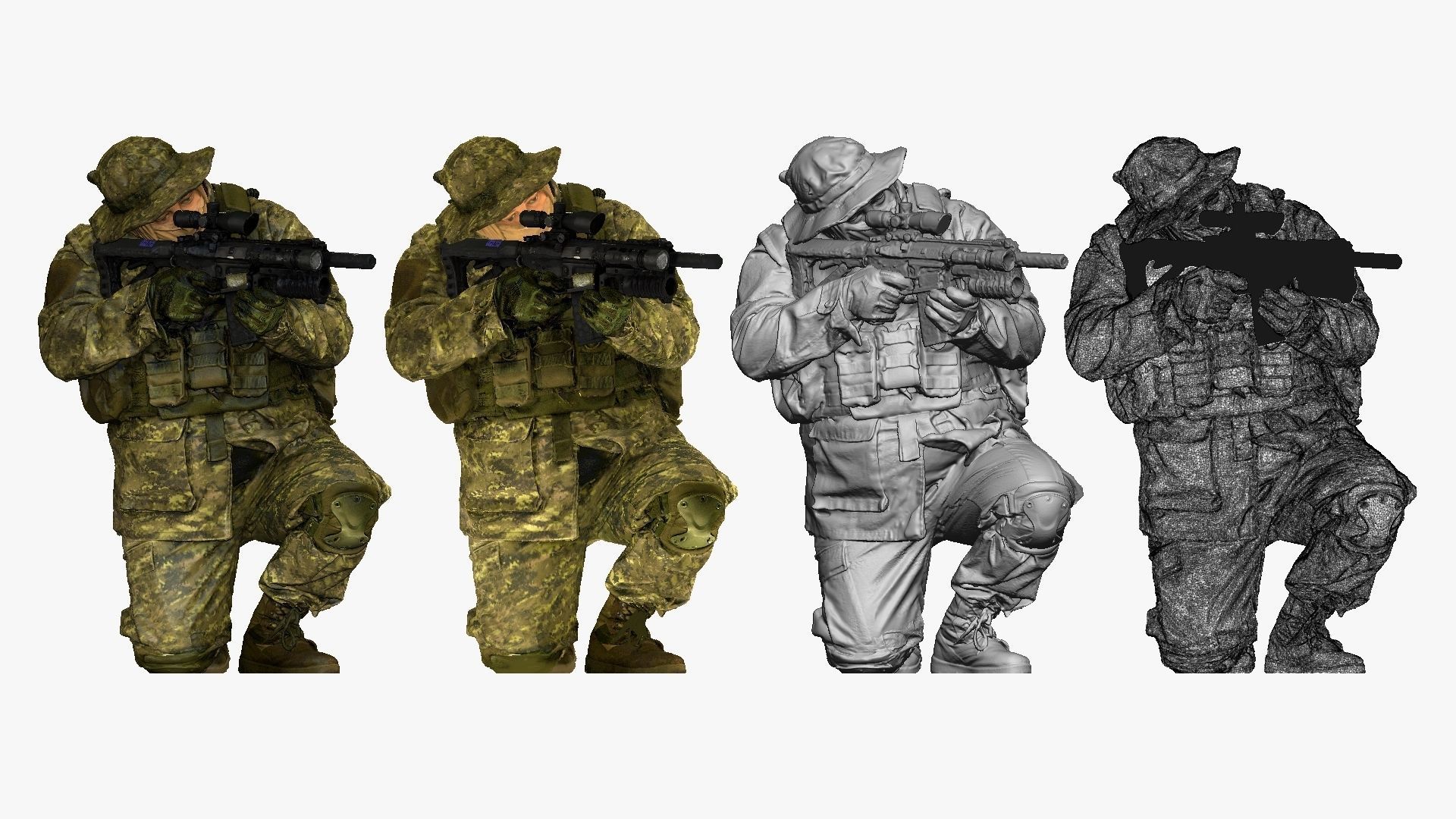 modern soldier aiming on knee honeybadger 001151 3D Print Ready 3D print model_1