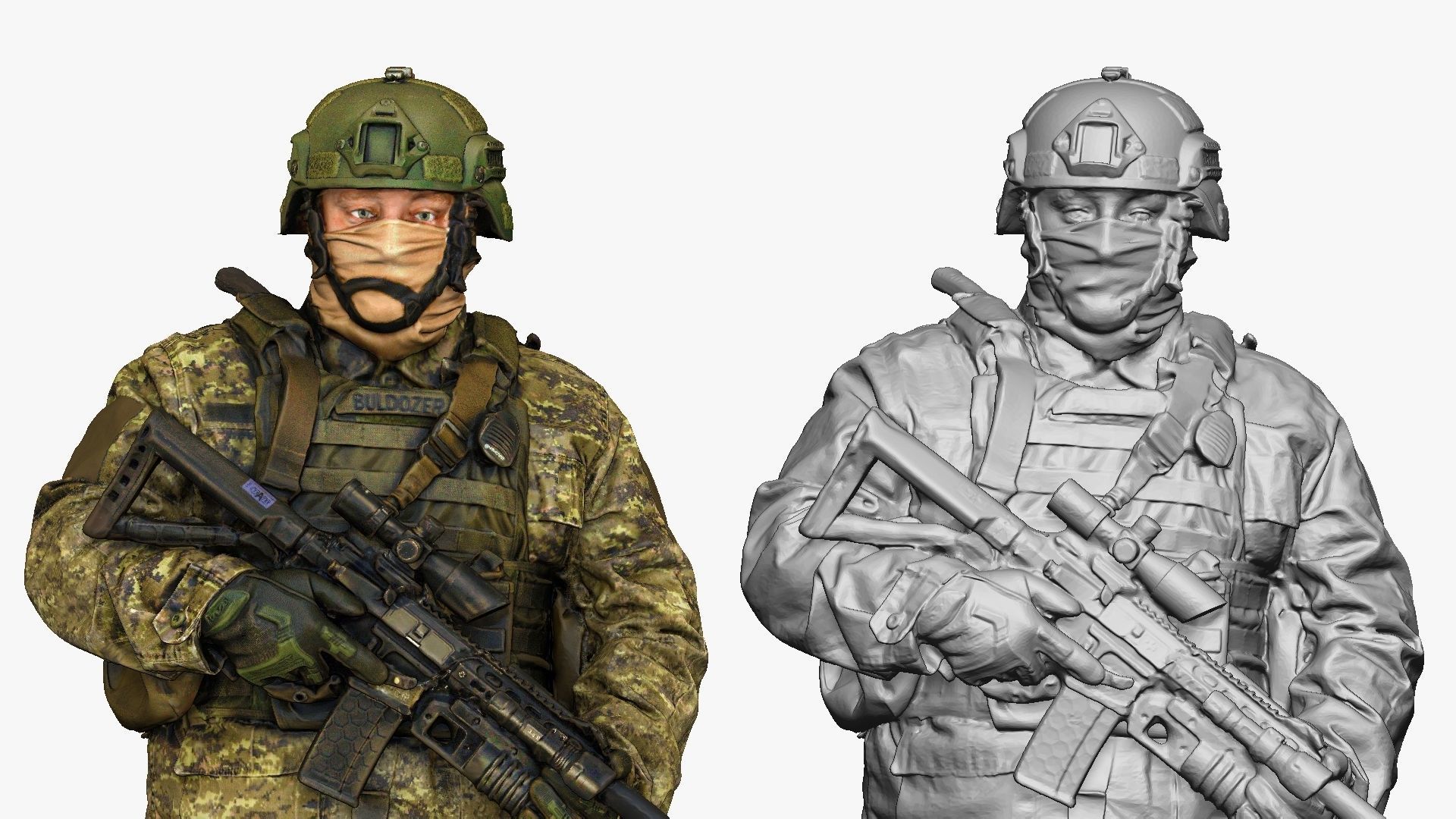 modern soldier in camouflage honeybadger 001149 3D Print Ready 3D print model_5