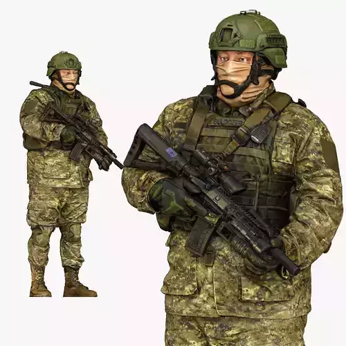 modern soldier in camouflage honeybadger 001149 3D Print Ready 3D print model