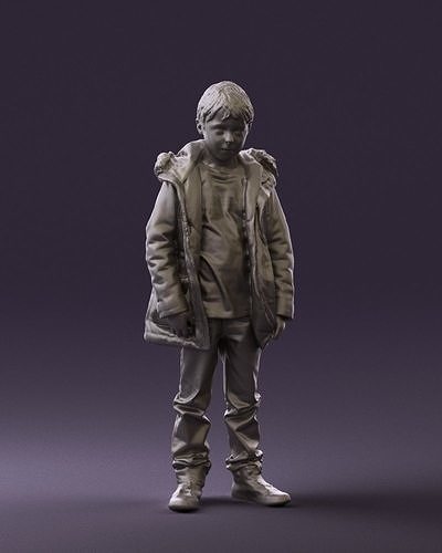 Serious kid in winter jacket 0808 3D Print Ready 3D print model