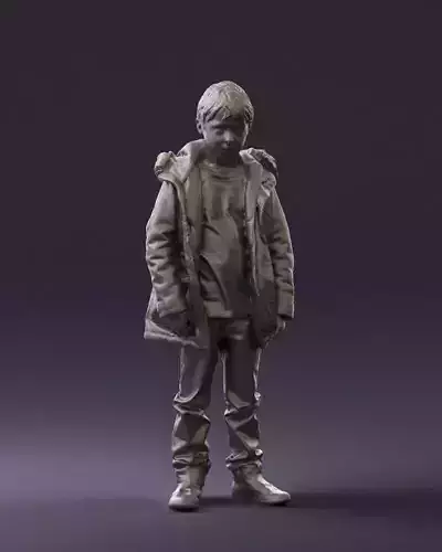 Serious kid in winter jacket 0808 3D Print Ready