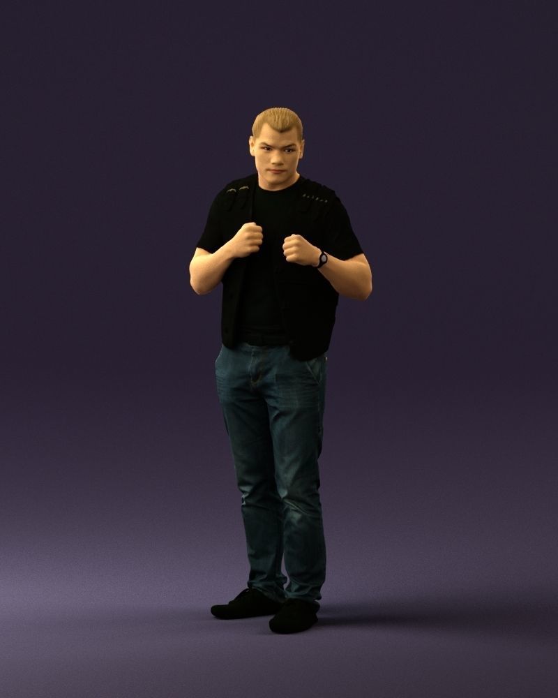 Man in black vest jeans boxer pose 0815 3D Print Ready 3D print model_23