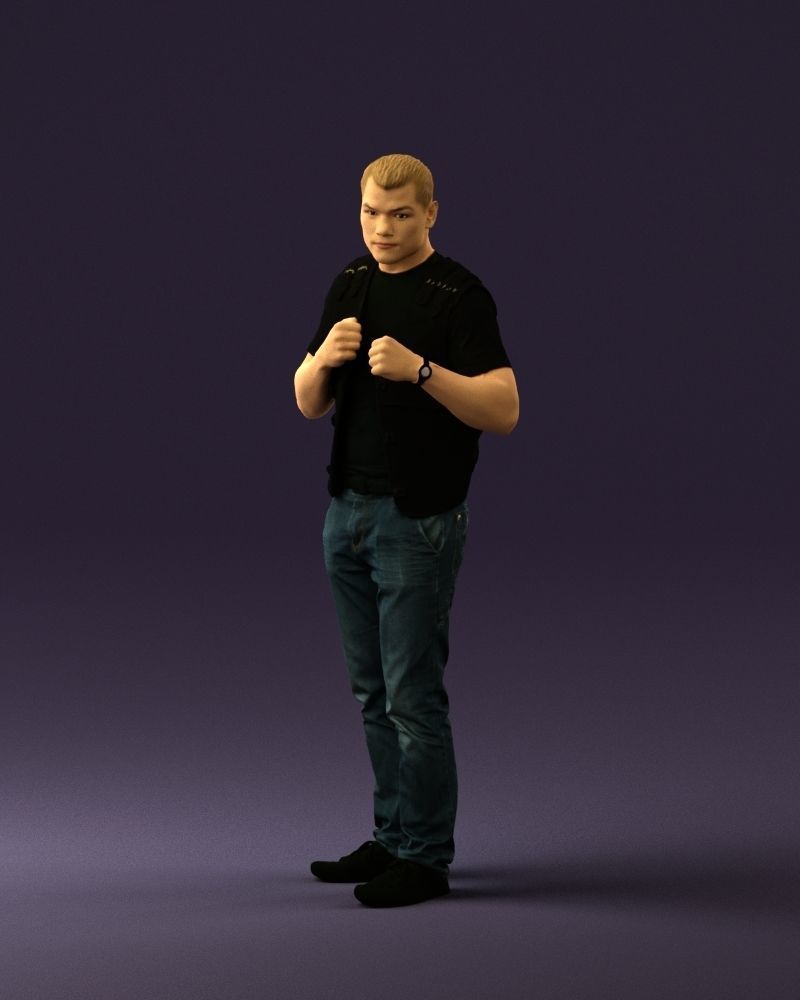 Man in black vest jeans boxer pose 0815 3D Print Ready 3D print model_21